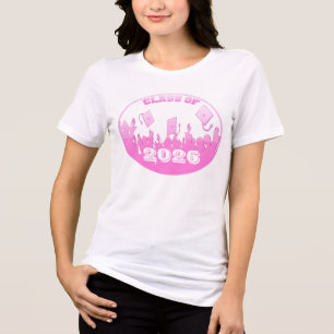 T-shirt En Tri-matière Classe De 2010 Pink Silhouette Grads Tossing Casqu
