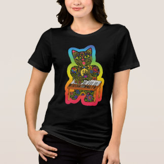 T-shirt En Tri-matière Clavier de chat coloré Tee - Art de Carole Bibisi,