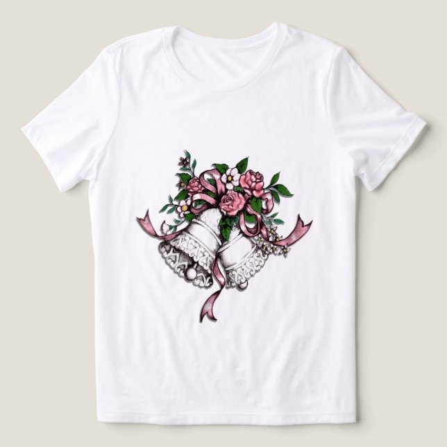 T-shirt En Tri-matière Cloches de mariage roses dos personnalisé (Design Recto)