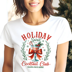 T-shirt En Tri-matière Club de Cocktail Esprit des Fêtes Noël Coquette
