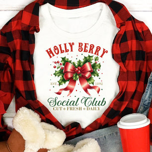 T-shirt En Tri-matière Club social Holly Berry Noeud de Noël Coquette