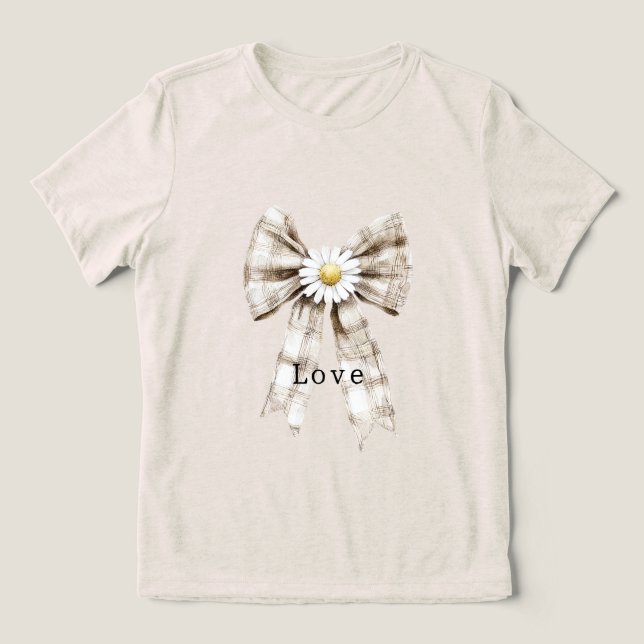 T-shirt En Tri-matière Cocoa Cream White Bow Daisy Flowers   (Design Recto)