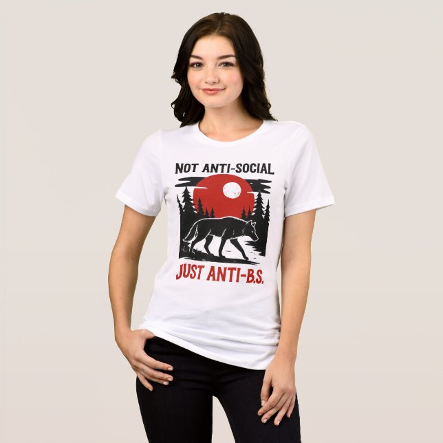 T-shirt En Tri-matière Code de Loup Solitaire – Pas Antisocial, Juste Con (Recto plein)