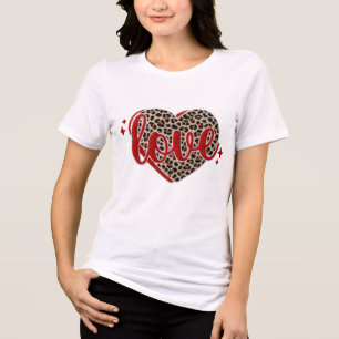 T-shirt En Tri-matière Cœur d'amour léopard PNG, Patch en chenille Saint-