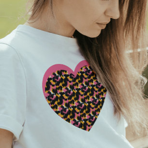 T-shirt En Tri-matière Cœur de guépard rose noir