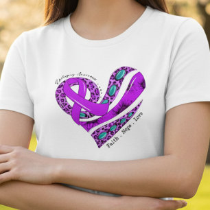 T-shirt En Tri-matière Cœur de ruban violet pour la sensibilisation à l'é