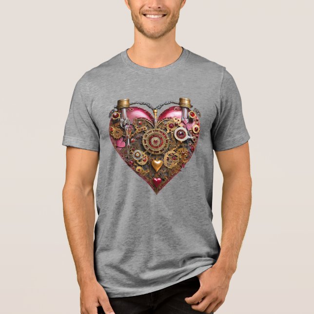 T-shirt En Tri-matière Cœur de Streampunk Rubis Saint-Valentin (Recto)