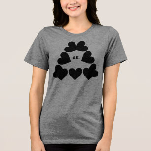 T-shirt En Tri-matière Cœur de triangle avec initiales personnalisées pou