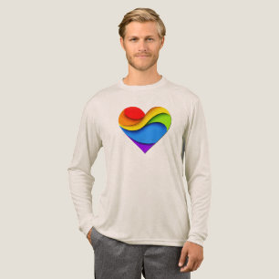 T-shirt En Tri-matière Coeur en forme de SlipperyJoe arc-en-ciel rouge or