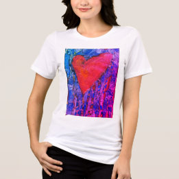 T-shirt En Tri-matière Coeur en mosaïque rose pour femmes