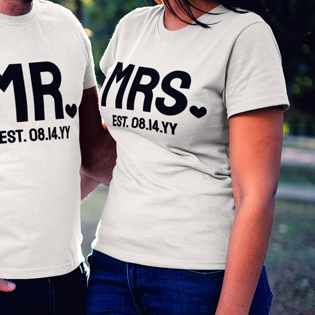 T-shirt En Tri-matière Coeur noir Mme Mariage établie Date (Créateur téléchargé)