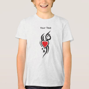 T-shirt En Tri-matière Cœur Ornemental Vintage avec Art de Tatouage Flora