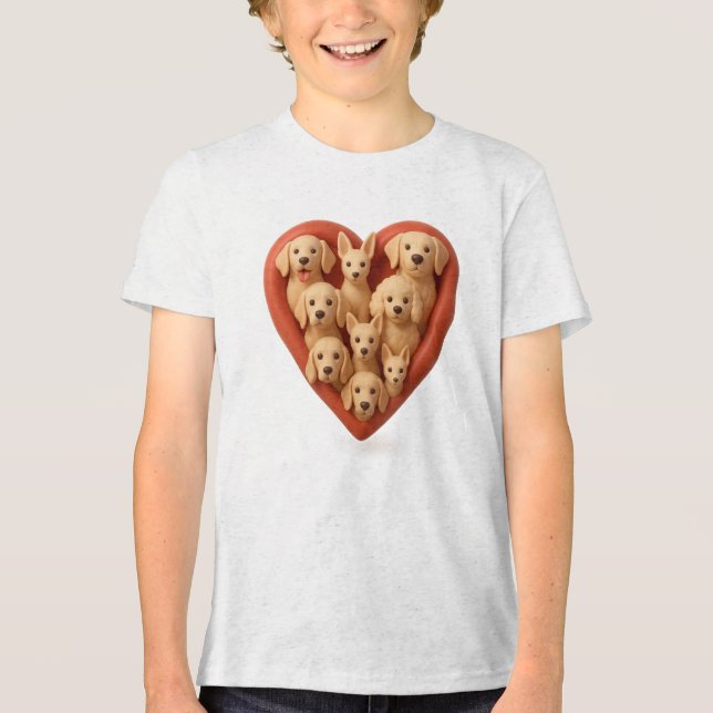 T-shirt En Tri-matière Coeur plein de chiens - 3D Amoureux des chiens con (Recto)