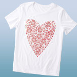 T-shirt En Tri-matière Coeur rouge scandinave blanc<br><div class="desc">Style folk scandinave moderne design de coeur floral en rouge et blanc. Art original de Nic Squirrell.</div>