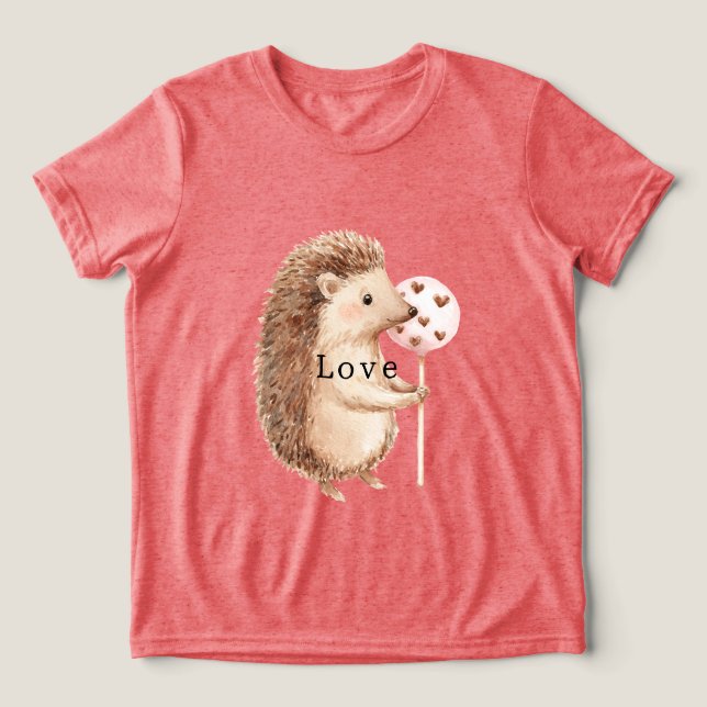T-shirt En Tri-matière Cœurs d'amour de hérisson mignon (Design Recto)
