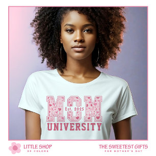 T-shirt En Tri-matière Coeurs roses Maman Université Fête des mères