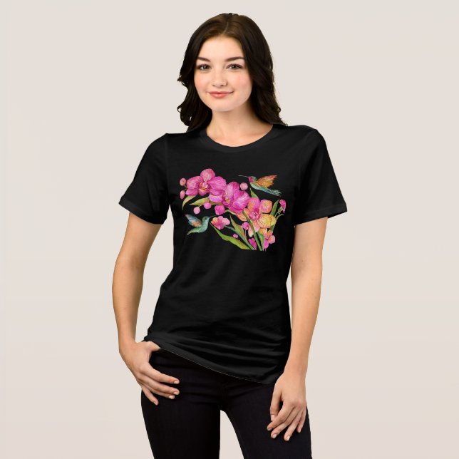 T-shirt En Tri-matière Colibri et orchidées (Recto plein)