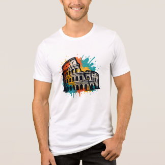 T-shirt En Tri-matière Colisée Street Art - Colorée Rome Landmark