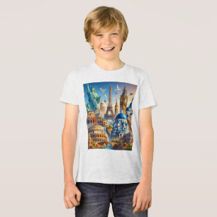 T-shirt En Tri-matière Collage de monuments historiques européens embléma