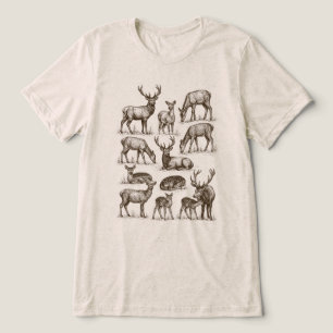 T-shirt En Tri-matière Collection de cerfs et faons de la forêt vintage