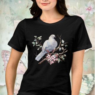 T-shirt En Tri-matière Colombe et cœur de fleurs