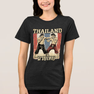 T-shirt En Tri-matière Combattants de Muay Thai Vintage avec drapeau thaï