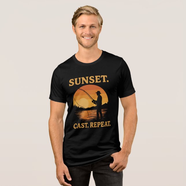 T-shirt En Tri-matière Conception d'aventure de pêche avec répétition de  (Recto plein)