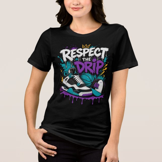 T-shirt En Tri-matière Conception de basket-ball Respect The Drip (Recto)