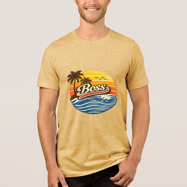 T-shirt En Tri-matière Conception de Boss Retro Sunset (Recto)