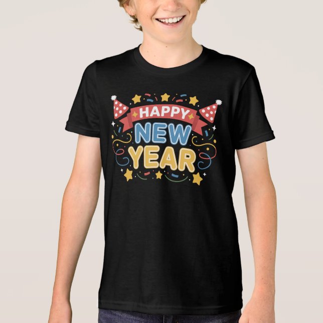 T-shirt En Tri-matière Conception de célébration de Nouvel An joyeux (Recto)