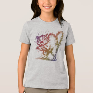 T-shirt En Tri-matière Conception de chat effrayé T Shirt Tee Enfants Vêt