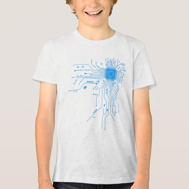 T-shirt En Tri-matière Conception de circuit de puce de processeur d'ordi (Recto)