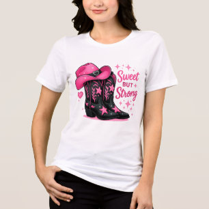T-shirt En Tri-matière Conception de cowgirl rose douce mais forte