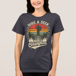 T-shirt En Tri-matière Conception de forêt au coucher du soleil rétro amu