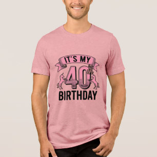 T-shirt En Tri-matière Conception de gravure vintage de licorne pour 40e