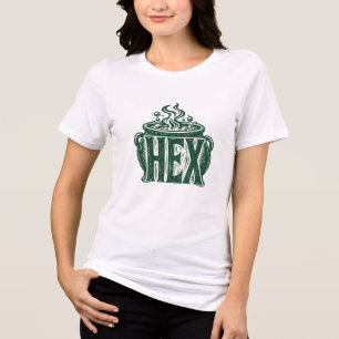 T-shirt En Tri-matière Conception de linogravure Halloween Hex Cauldron