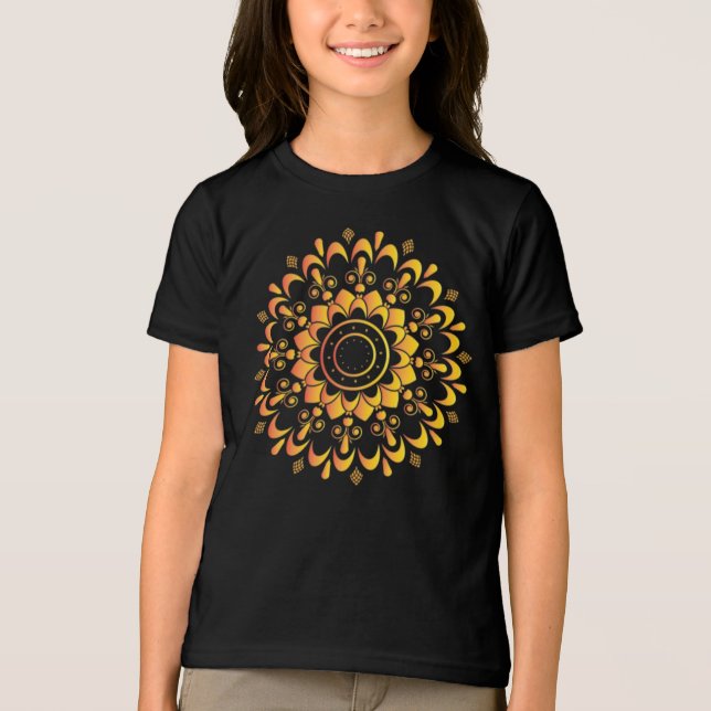 T-shirt En Tri-matière Conception de mandala unique doré-95747 (Recto)