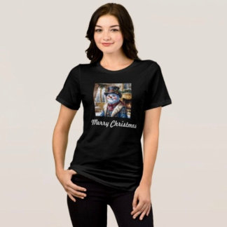 T-shirt En Tri-matière Conception de Noël de bonhomme de neige victorien