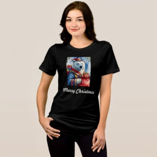 T-shirt En Tri-matière Conception de Noël de Santa ours polaire