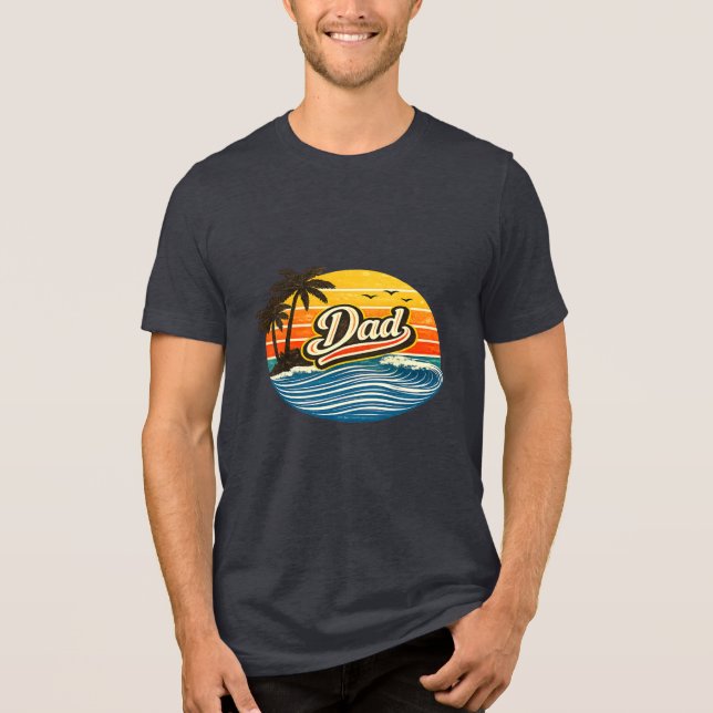 T-shirt En Tri-matière Conception de nom de coucher de soleil rétro papa (Recto)