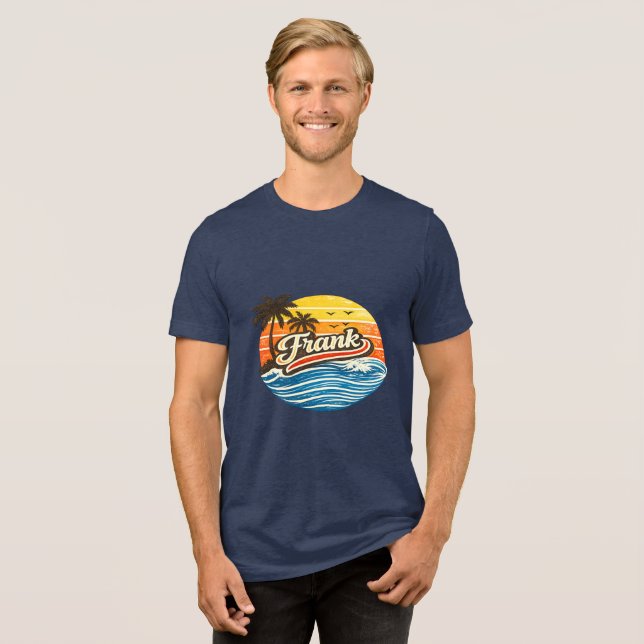T-shirt En Tri-matière Conception de nom rétro Frank Sunset (Recto plein)