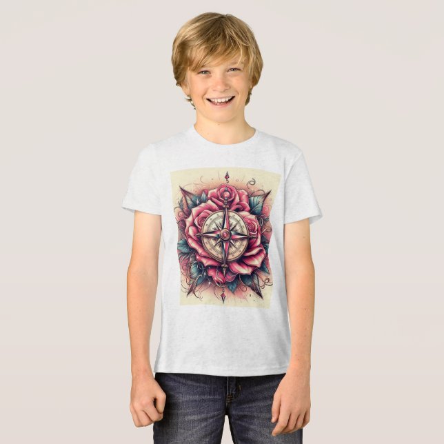 T-shirt En Tri-matière Conception de T-shirt rose Compass (Recto plein)