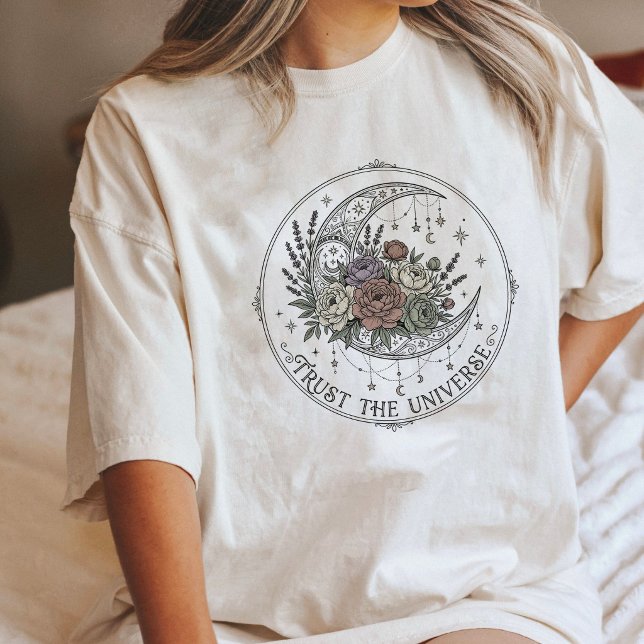 T-shirt En Tri-matière Conception de tatouage floral céleste Boho Moon (Créateur téléchargé)