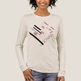 T-shirt En Tri-matière Conception diagonale géométrique rose "Visionnaire