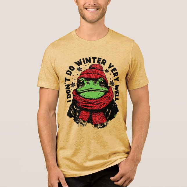 T-shirt En Tri-matière Conception drôle de grenouille d'hiver (Recto)