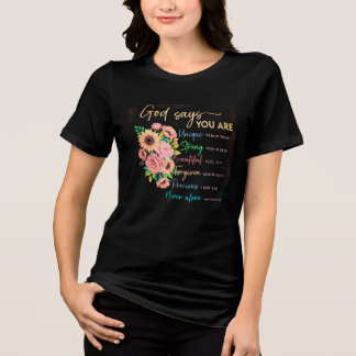 T-shirt En Tri-matière Conception Florale des Écritures Motivationnelles