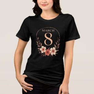 T-shirt En Tri-matière Conception Florale Vintage d'Habilitation du 8 Mar