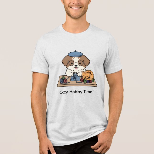 T-shirt En Tri-matière Conception graphique d'un chien et d'un chat migno (Recto)