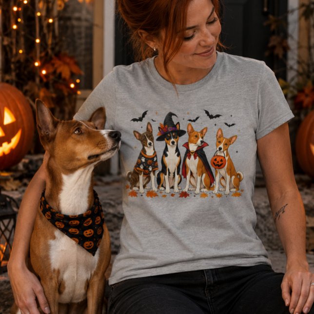 T-shirt En Tri-matière Conception Halloween de Basenjis effrayants (Créateur téléchargé)