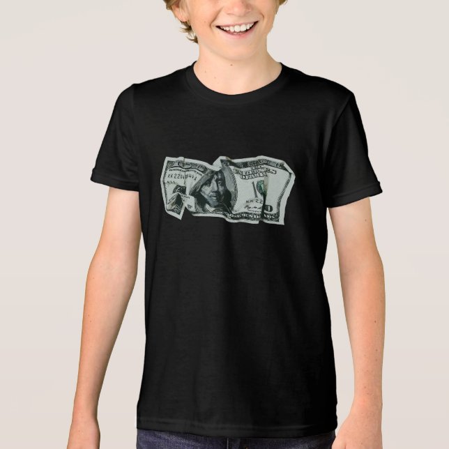 T-shirt En Tri-matière Conception moderne d'un billet de 100 $ froissé (Recto)